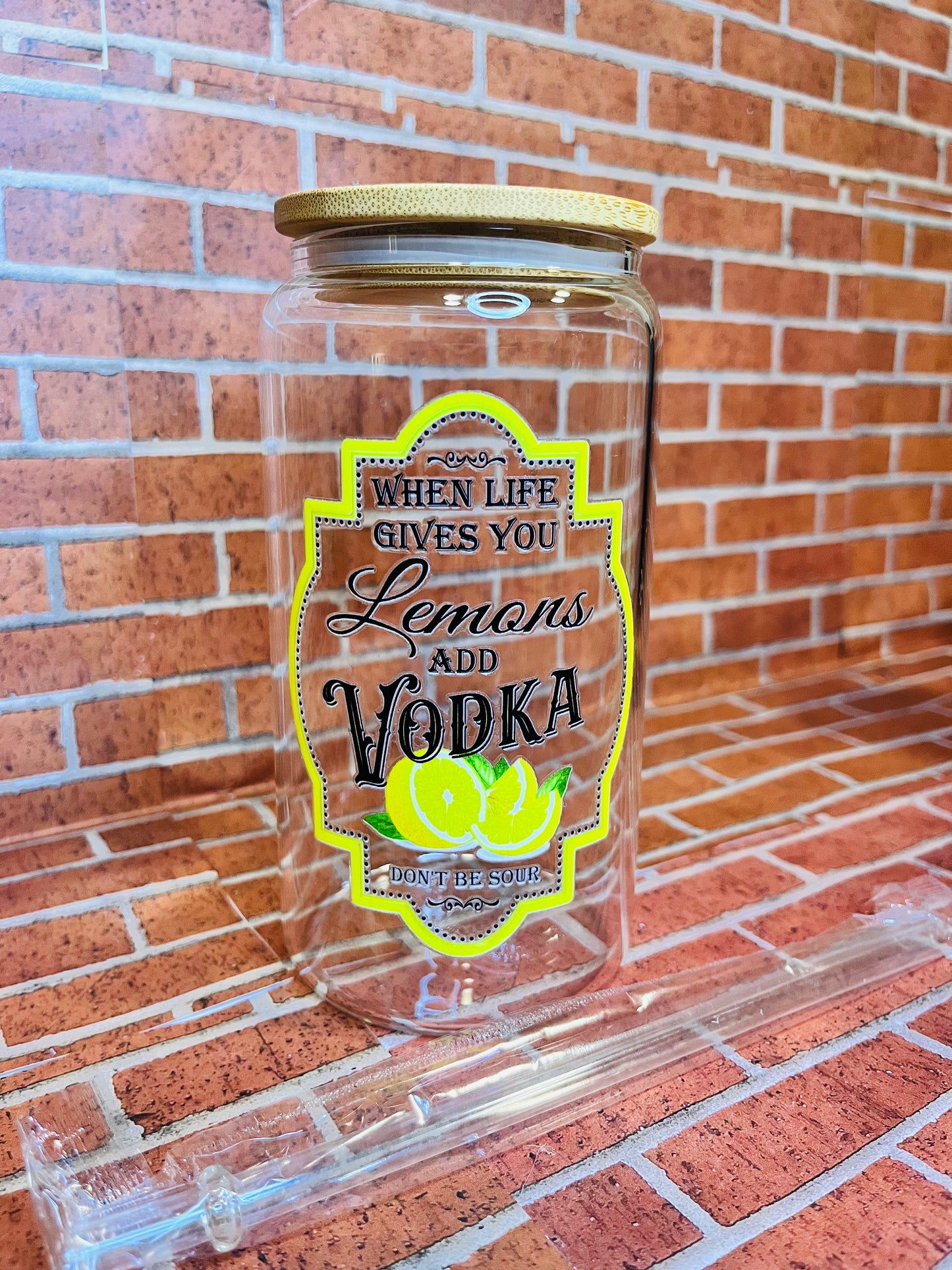 When life gives you… make…16oz glass cups-clear design