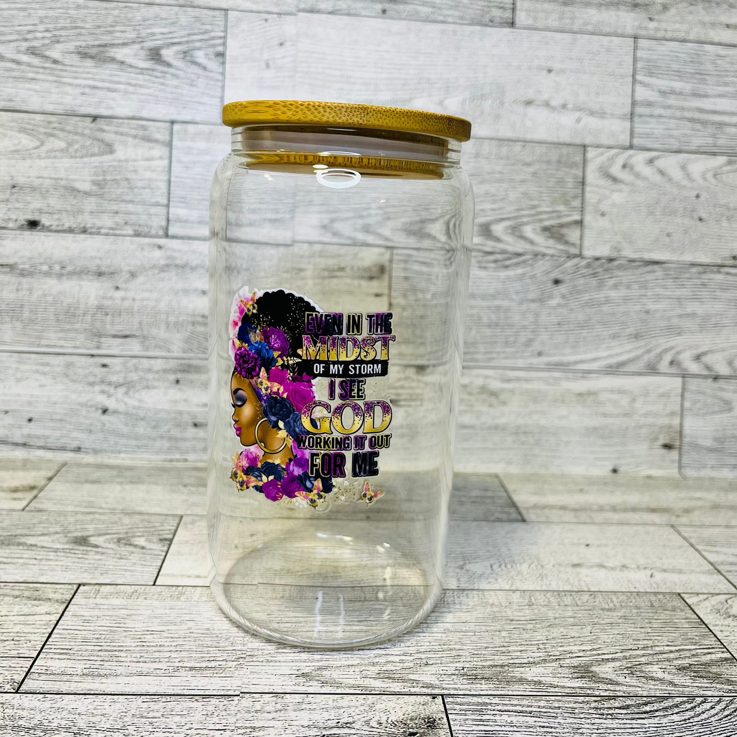 In the midst of my storm 16oz glass cup