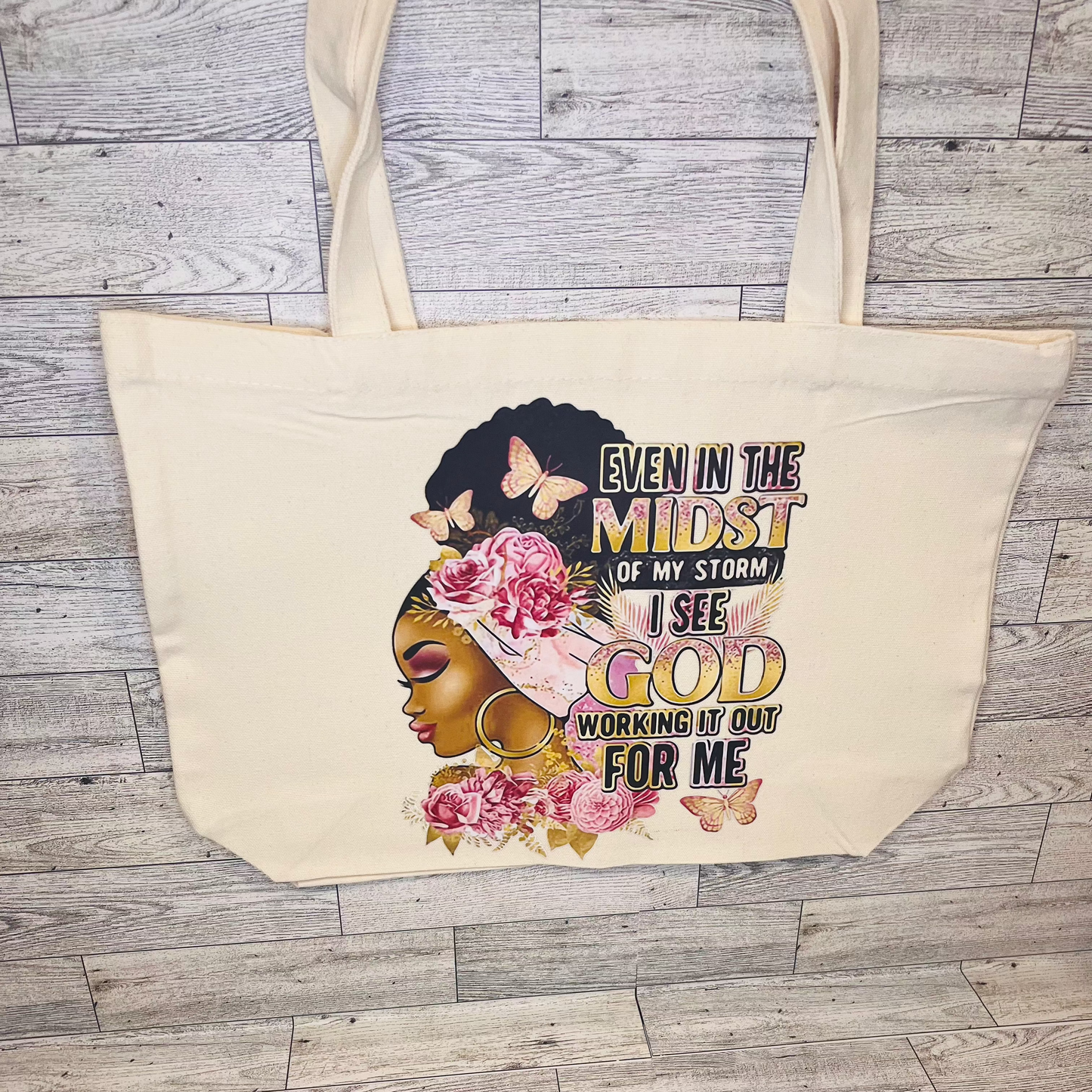 In The Midst of My Storm Canvas Bag-pink