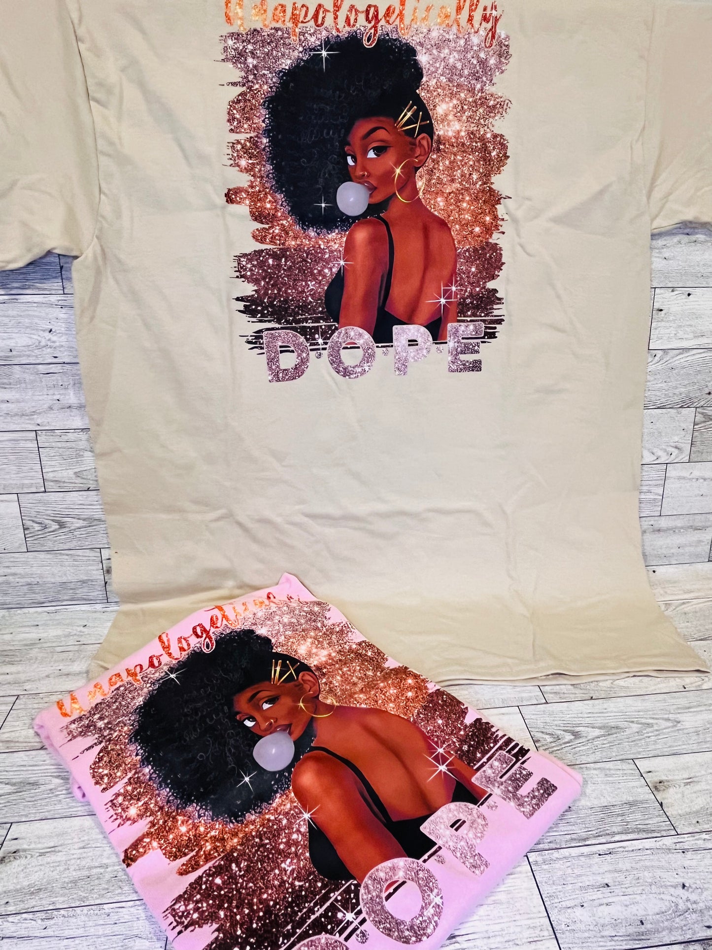 Unapologetically Dope Bubble T Shirt-Tan