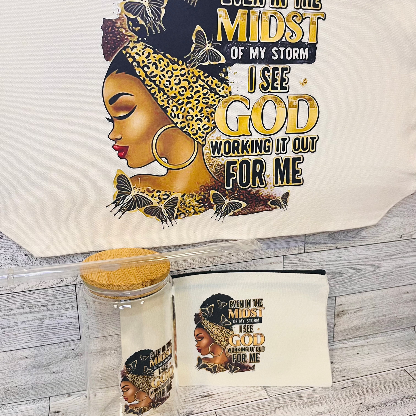 In The Midst of My Storm Canvas Bag-gold