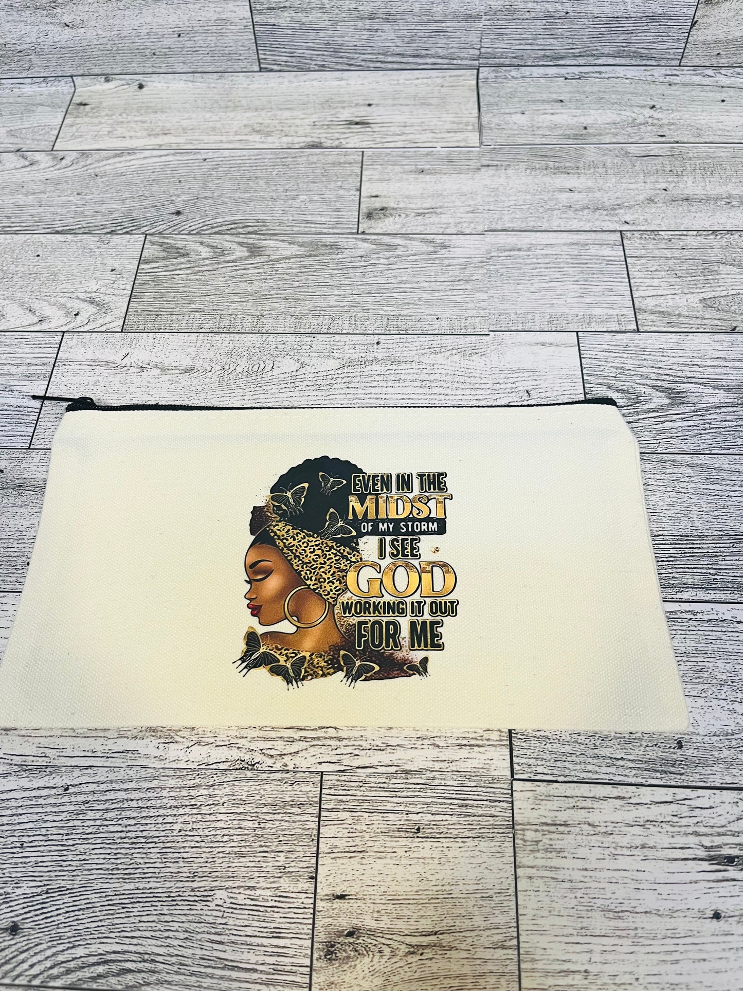 In the Midst of the Storm cosmetic pouch-Gold