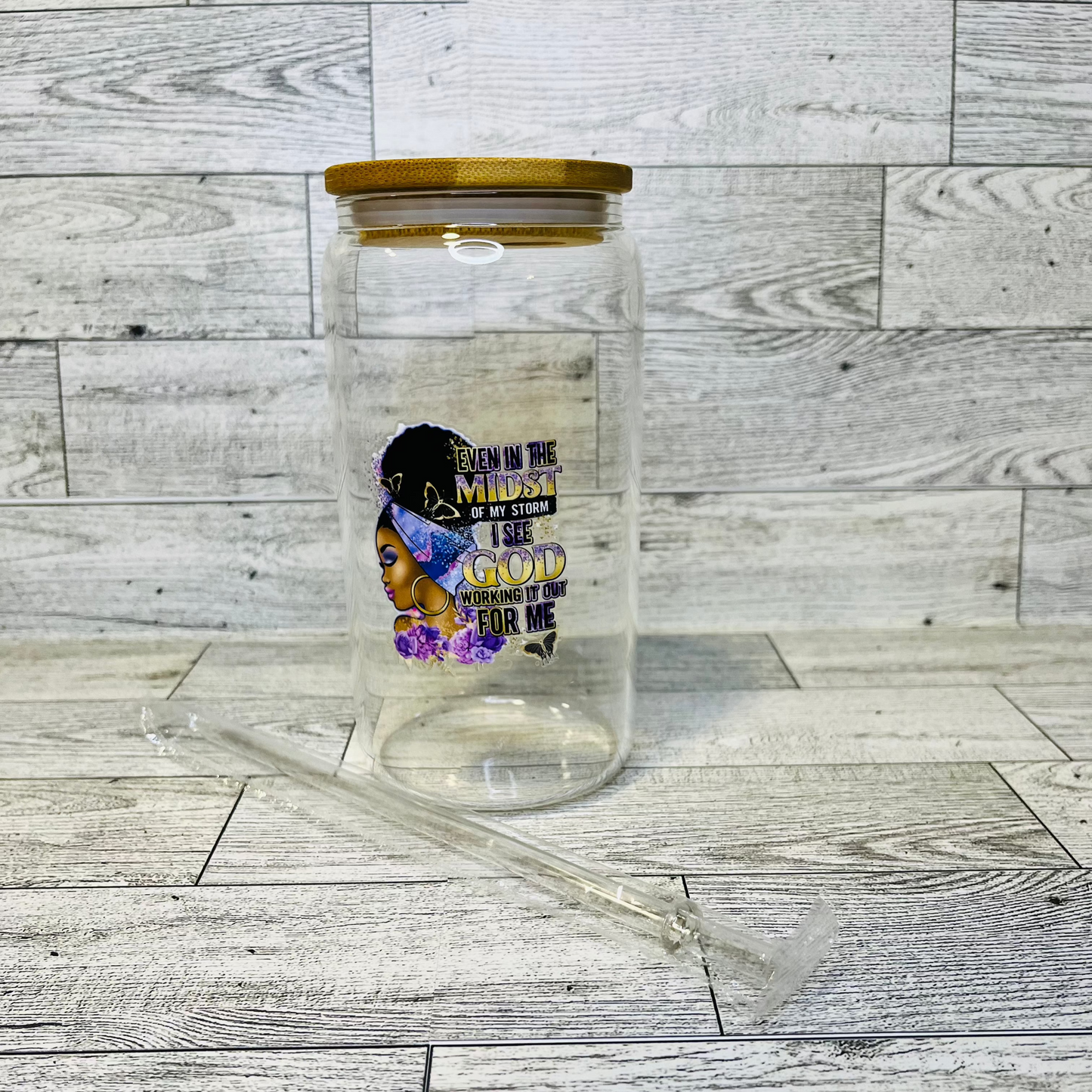 In the midst of my storm 16oz glass cup