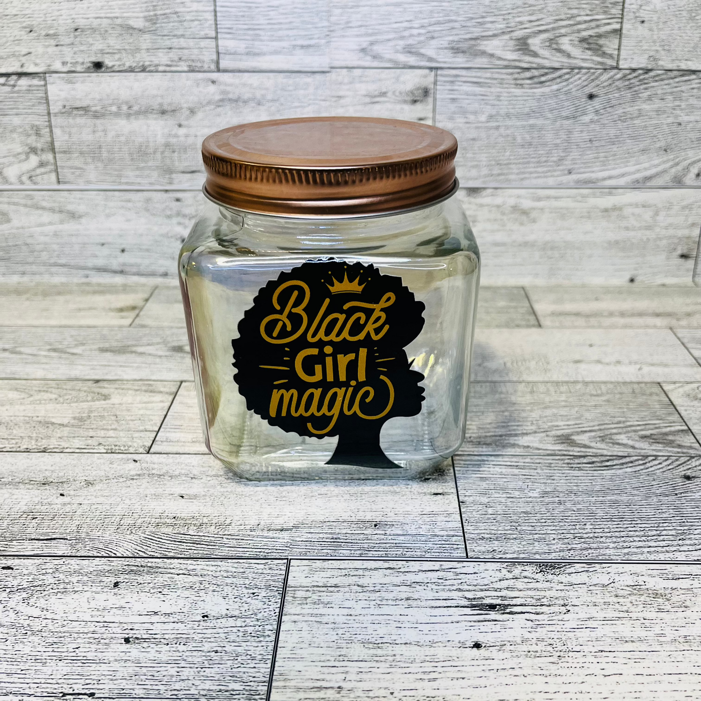 Black girl magic glass jar