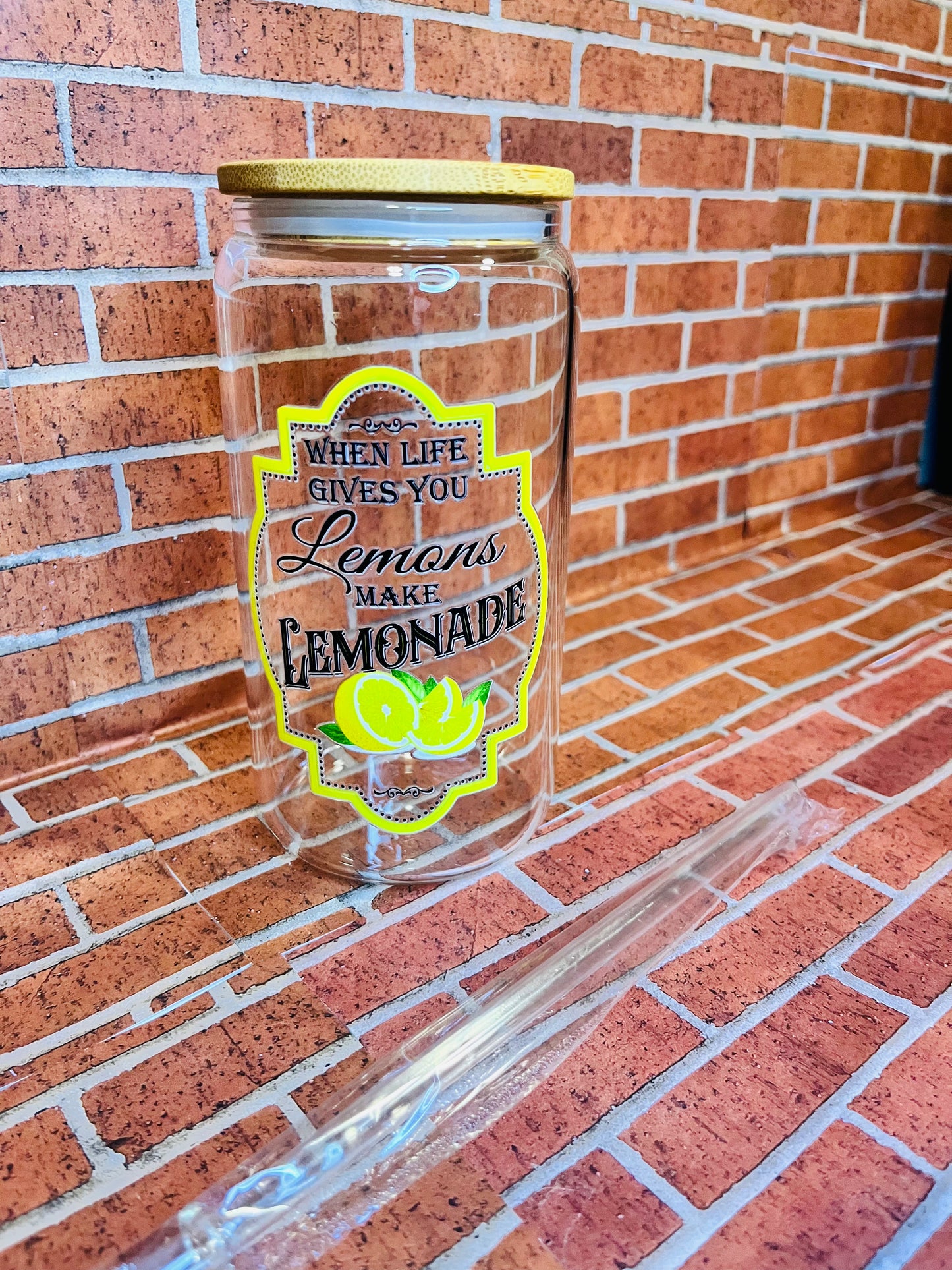 When life gives you… make…16oz glass cups-clear design