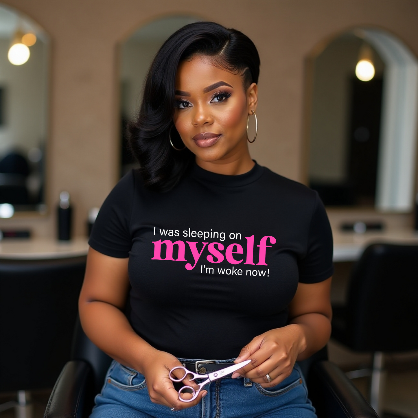 Sleeping on myself Black Short-Sleeve Tshirt