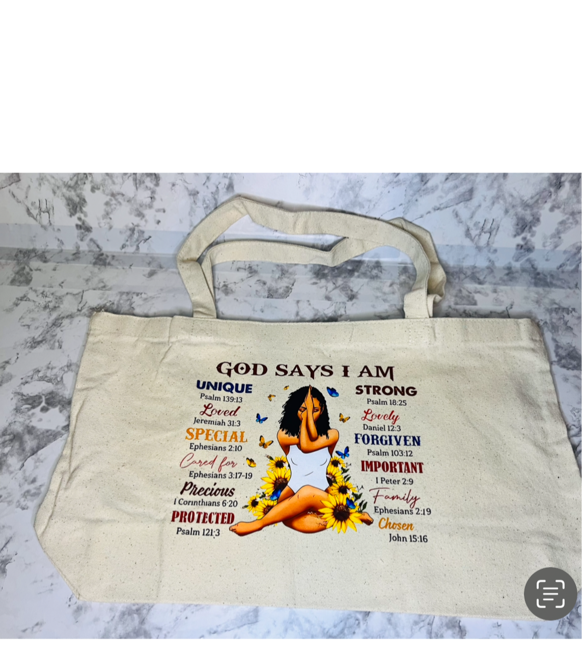 God Says I am canvas tote bag