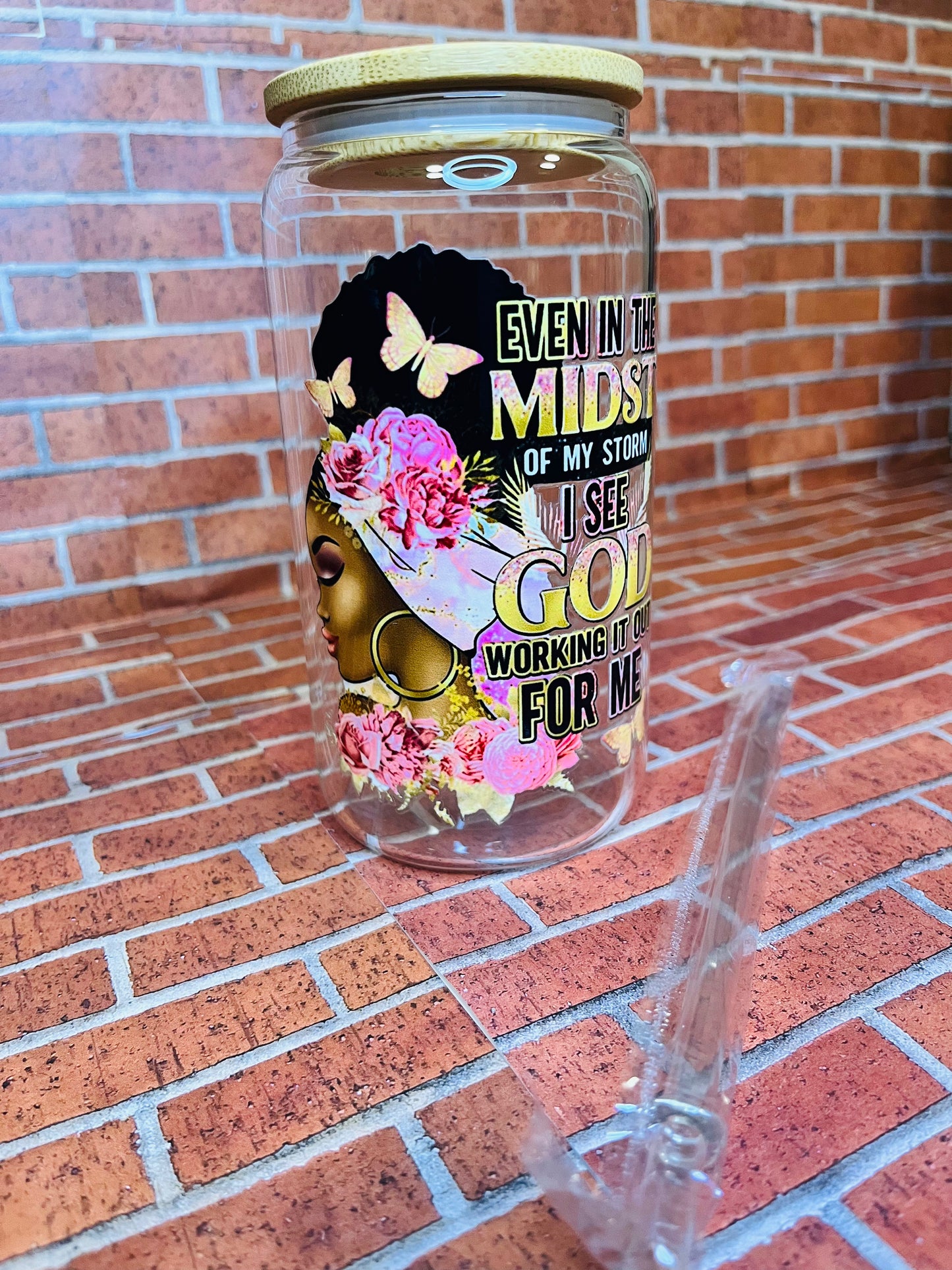 In the midst of my storm 16oz glass cup