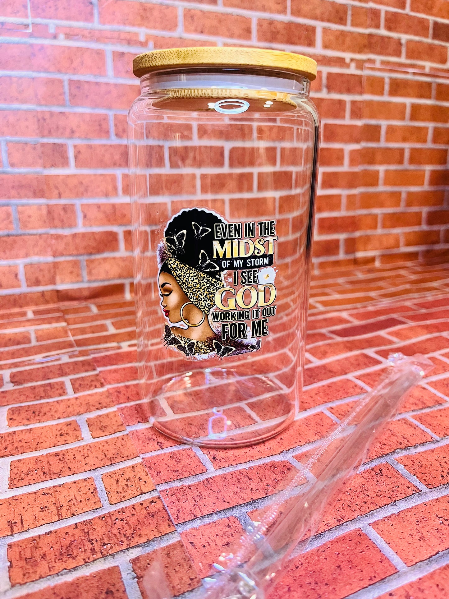 In the midst of my storm 16oz glass cup