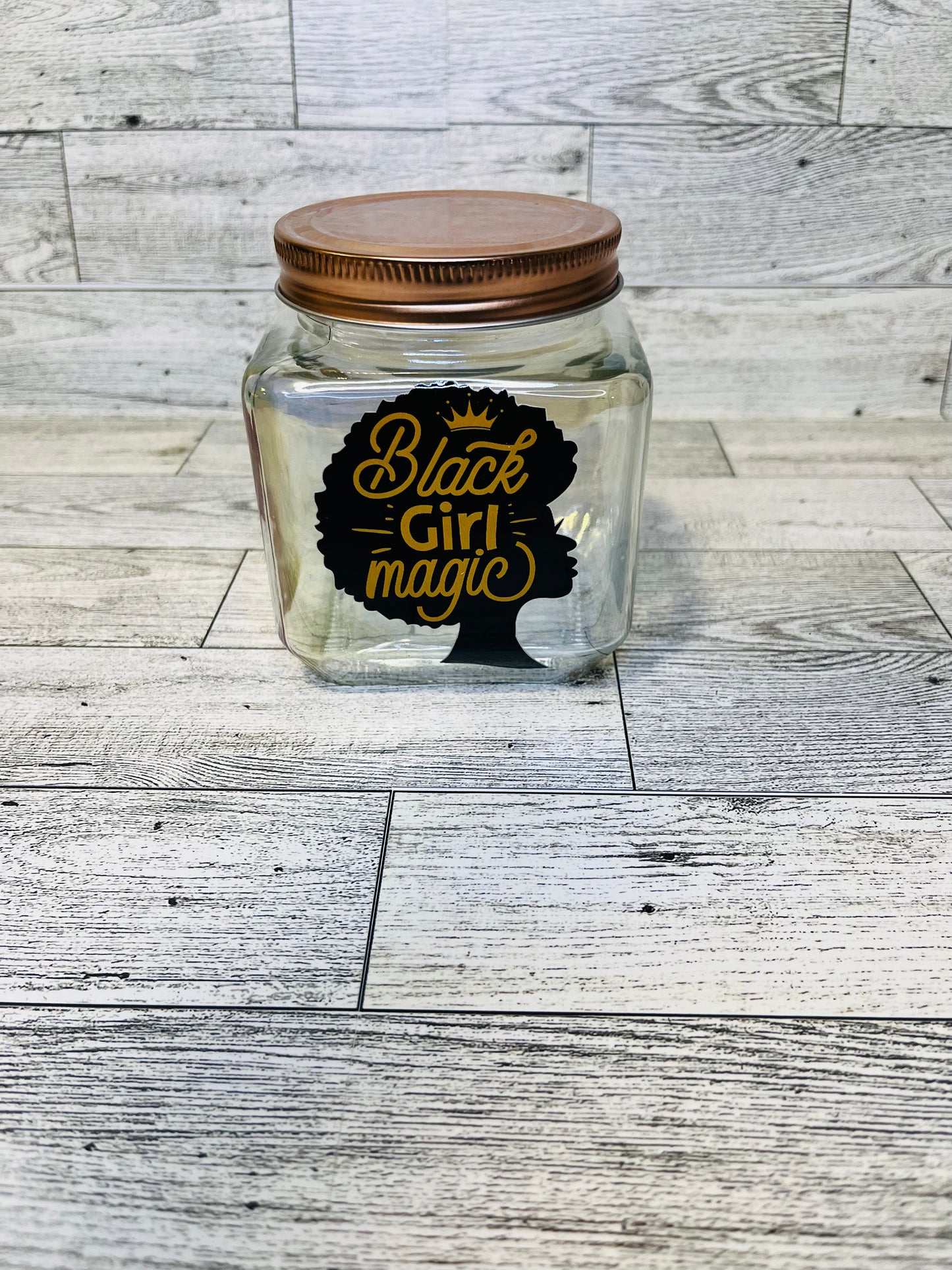 Black girl magic glass jar