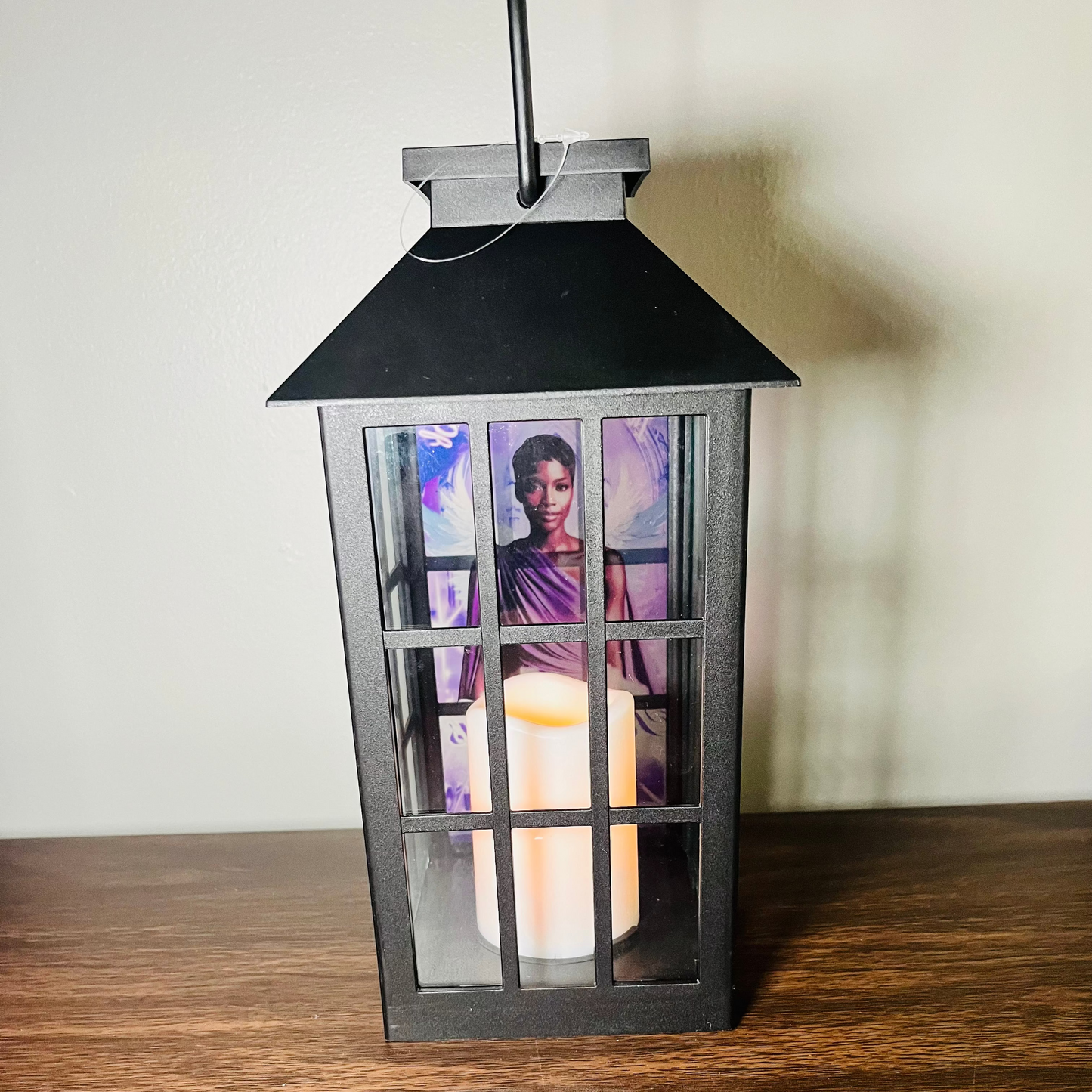 Custom Memorial Lantern with Personalized Photo and Quote – Sympathy Gift, Funeral Decor, Remembrance Keepsake for Loved One, White or Black Lantern with Candle

